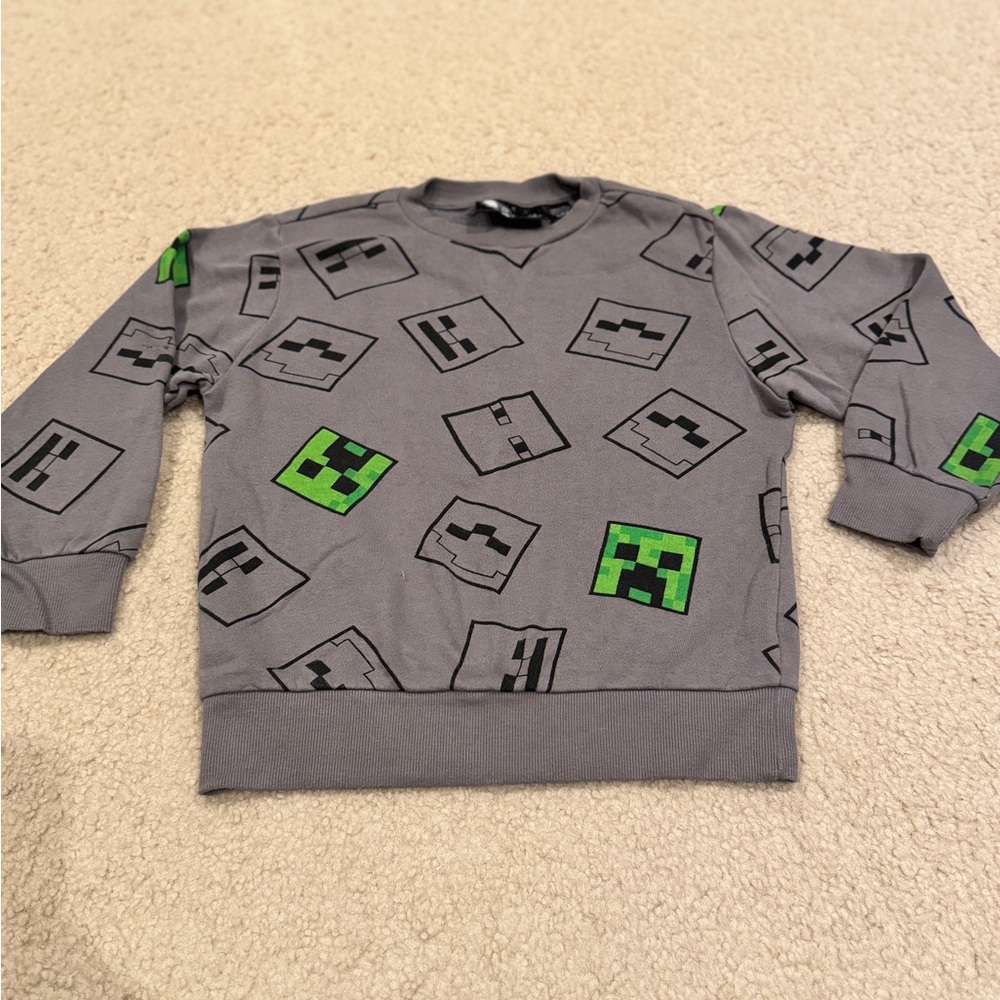 Boys MINECRAFT Gray & Green Graphic Sweatshirt size S(6/7)